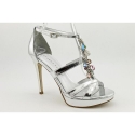 Ivanka Trump Anabella Womens Size 9 Silver Strappy Heels Shoes New/Display