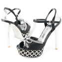 SHOEZY Designer Platform Womens Rhinestones Bow Party High Heels Platform Shoes