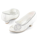 SHOEZY KIDS 2014 Flower Girls Rhinestones Cut Comfort Low Heels Pumps Shoes