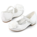 SHOEZY KIDS Girls Flower Wedding Ankle Strap Low Heels Pump Shoes