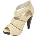 Qupid Peep Toe Criss Cross Band Sandals with Back Zipper Closure Qufinella-491 Cream (9)