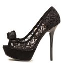 Qupid Peep-toe Bridal Prom Lace Platform Shoes High Heel Pumps Qudaydream-30 (8, Black)