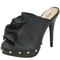 Qupid Ruffled High Heel Clog Sandals Qumiwa-45 Black or Grey (7, Black)